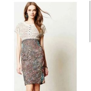 Anthropologie Beguile by Byron Lars Lace Study Dress Multicolor Print Size 2P